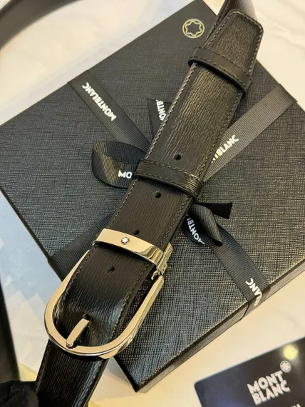 Двусторонний ремень Montblanc из кожи черного цвета 35 мм