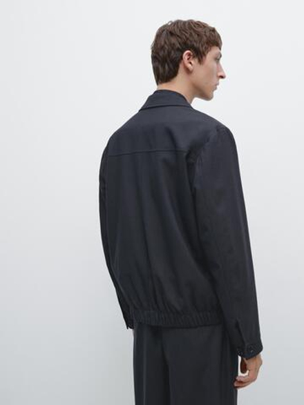 Massimo Dutti Куртка из шерсти, темно-синий