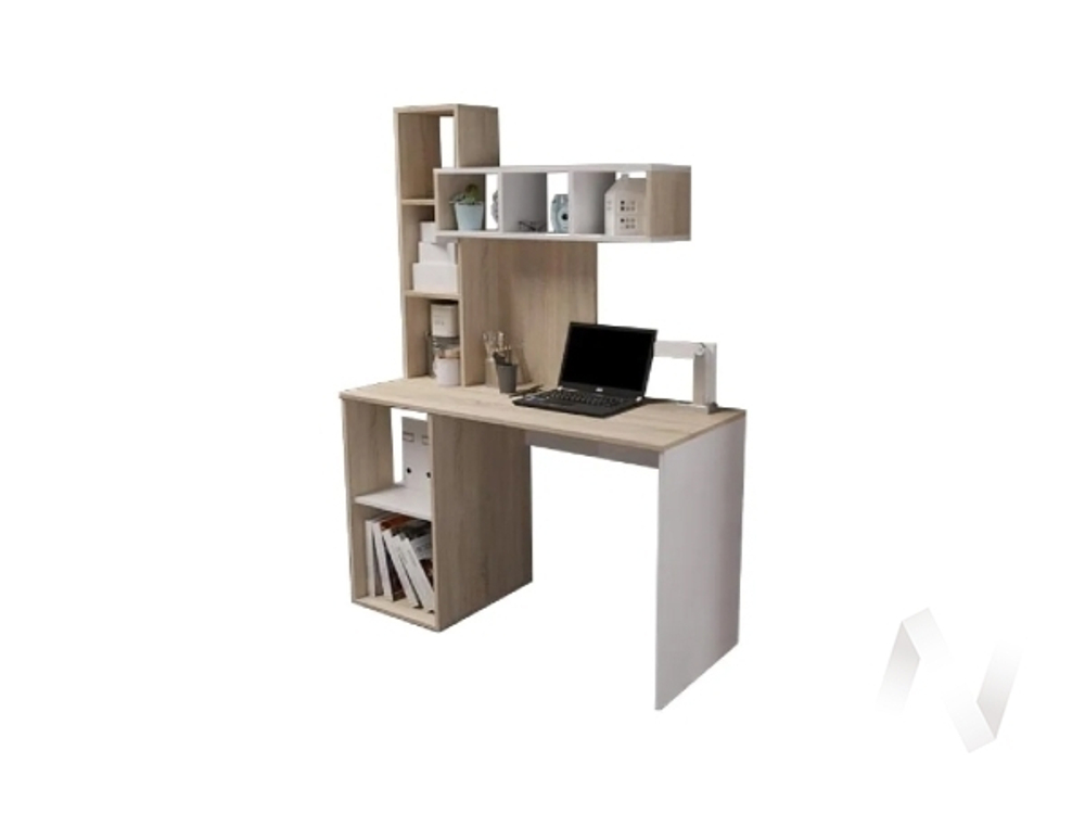 Стол компьютерный №4 (УПКФ) (Белый/Дуб сонома ФВ)