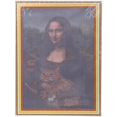 Алмазная мозаика на подрамнике с полным заполнением «МИР ЯРКИХ КРАСОК», репродукция с котиком, 30*40см