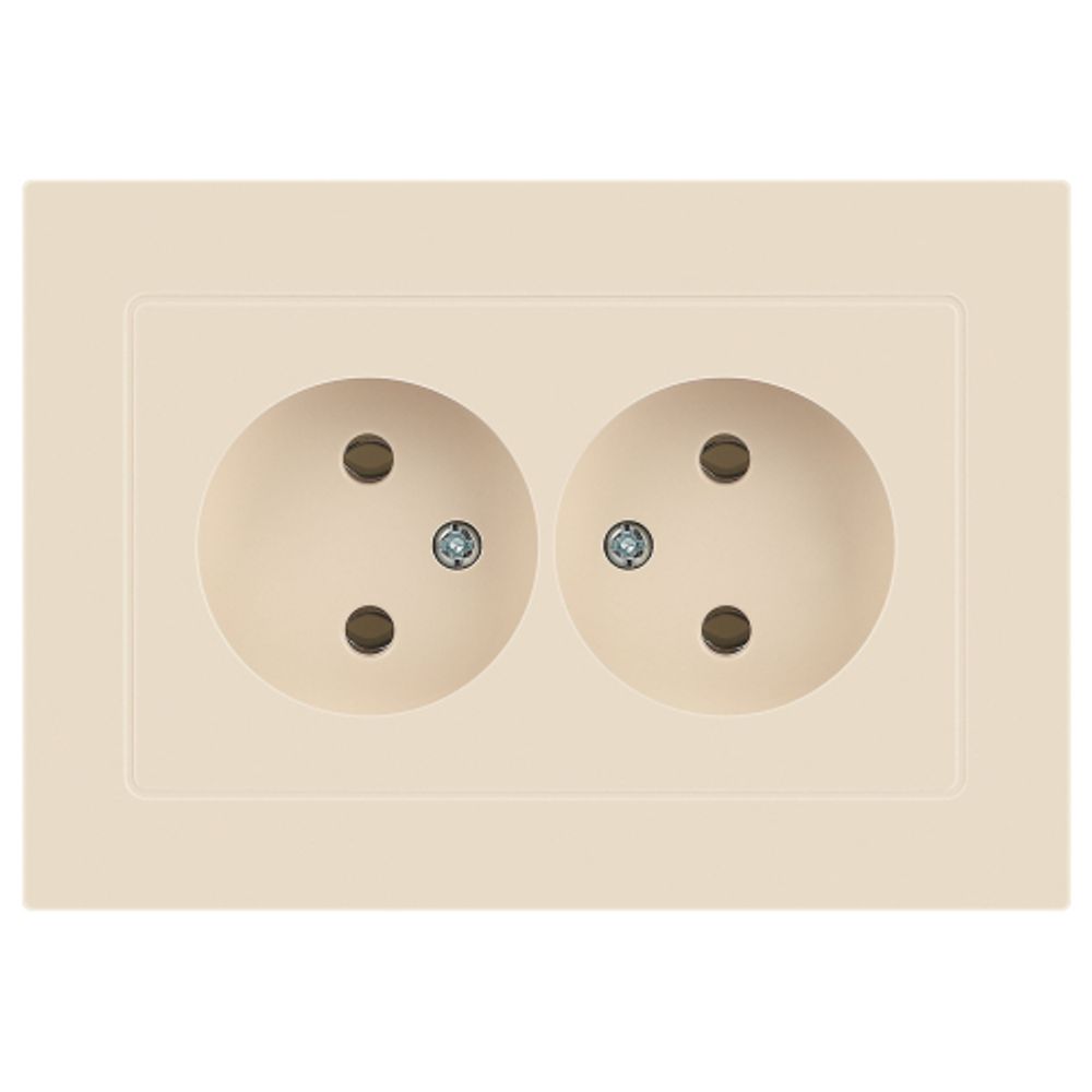 Розетка Intro Accent 6-204-02 двойная 2х2P 16А-250В IP20 СУ AL/CU слоновая кость | Intro