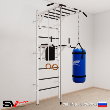 Шведская стенка Sv Sport усиленная 6443 (Турник рукоход/Брусья/Канат/Кольца/Цепь/Мешок 30кг)