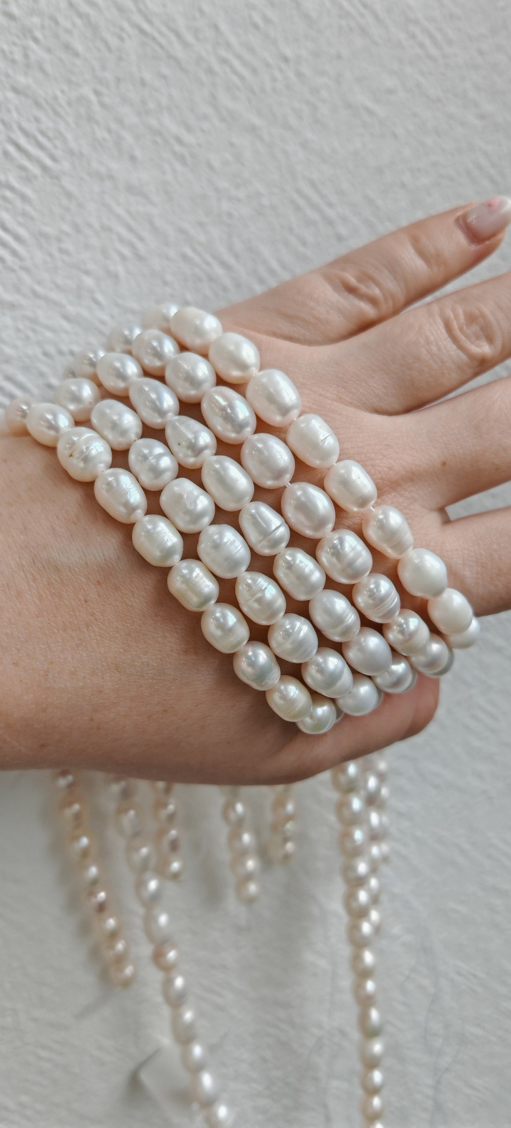 26527-79 Жемчуг натуральный "рис" 7*9мм, 35см