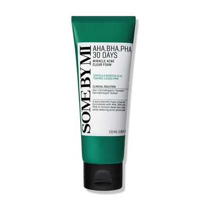 Some By Mi AHA-BHA-PHA 30 Days Miracle Acne Clear Foam очищающая пенка с АНА, ВНА, РНА кислотами для проблемной кожи