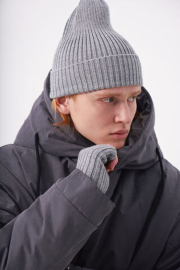 Митенки вязаные, серый меланж