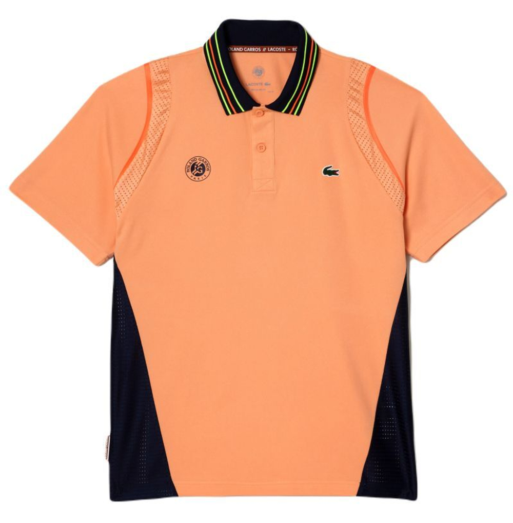 Мужское теннисное поло Lacoste Sport Roland Garros Edition Ultra-Dry Two Tone Polo Shirt - Оранжевый