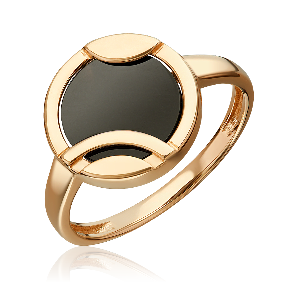 Кольцо из красного золота с ониксом
