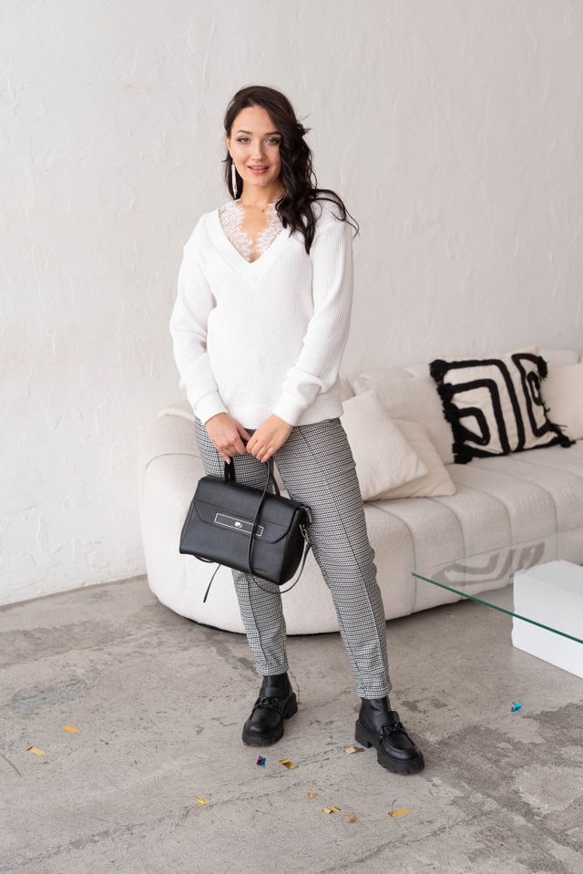 Брюки серые гусиная лапка из вискозы