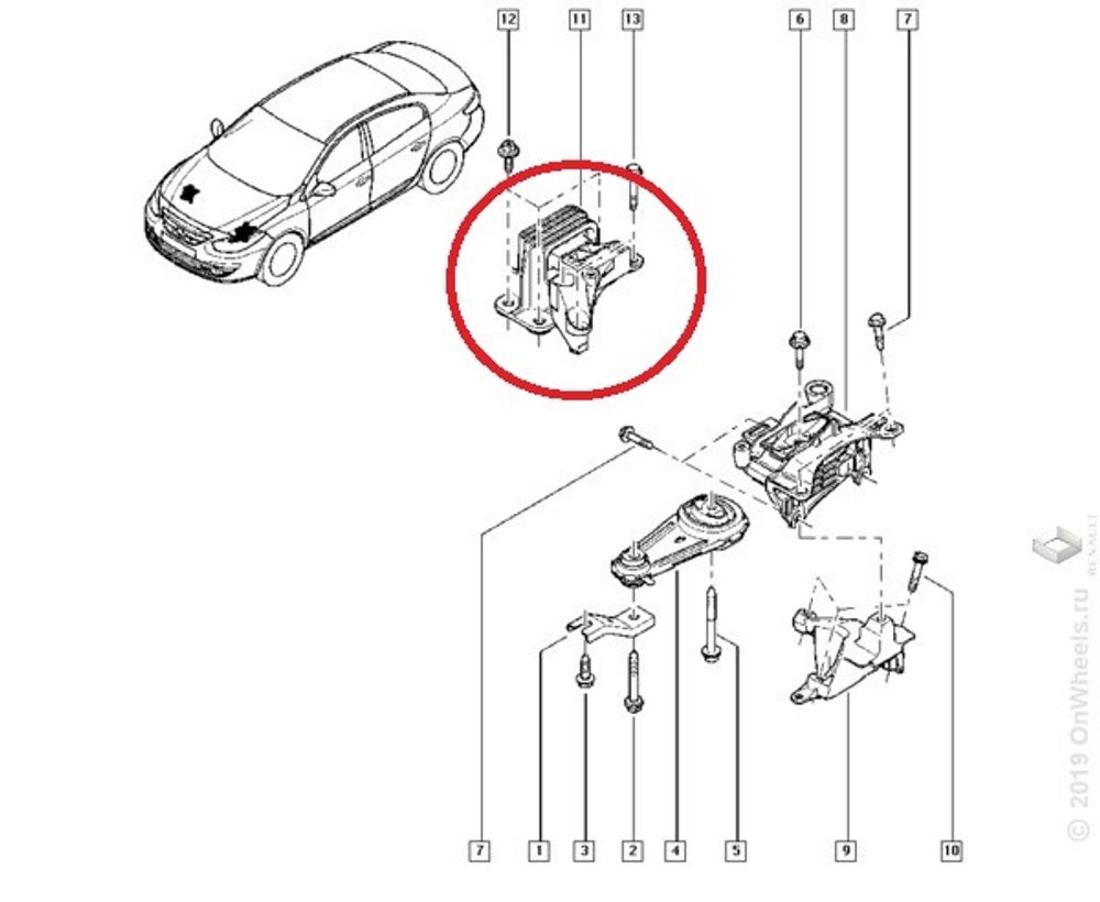 Подушка двигателя Renault Fluence Megane III прав. (Renault)