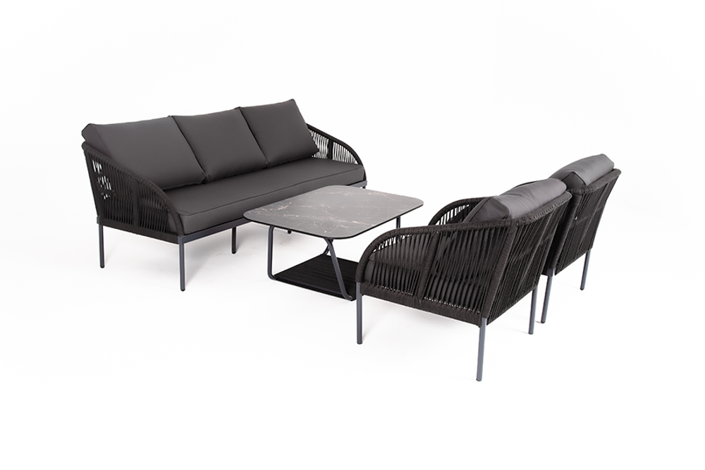 "Канны" лаунж-зона 5-местная плетеная из роупа (веревки), цвет темно-серый