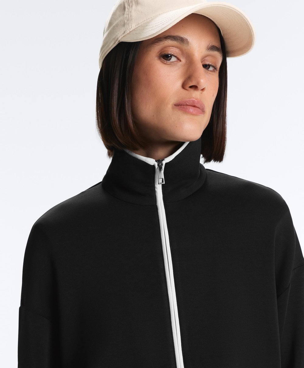 Oysho Куртка с контрастным Piping из мягкого модала, черный