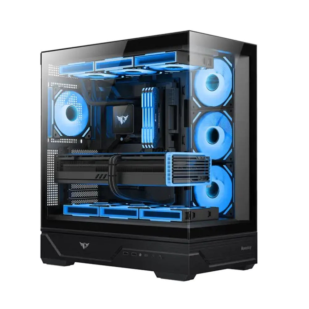 Компьютерный корпус Huntkey MVP Destiny, Без БП, 0.7mm, 1xType C, 2xUSB3.0, HD-Audio, ATX, Black