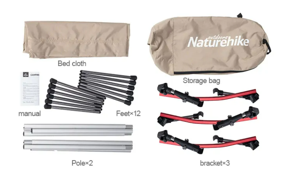 Раскладушка Naturehike XJC04 190х65х38 см кемпинговая, до 150 кг, черная