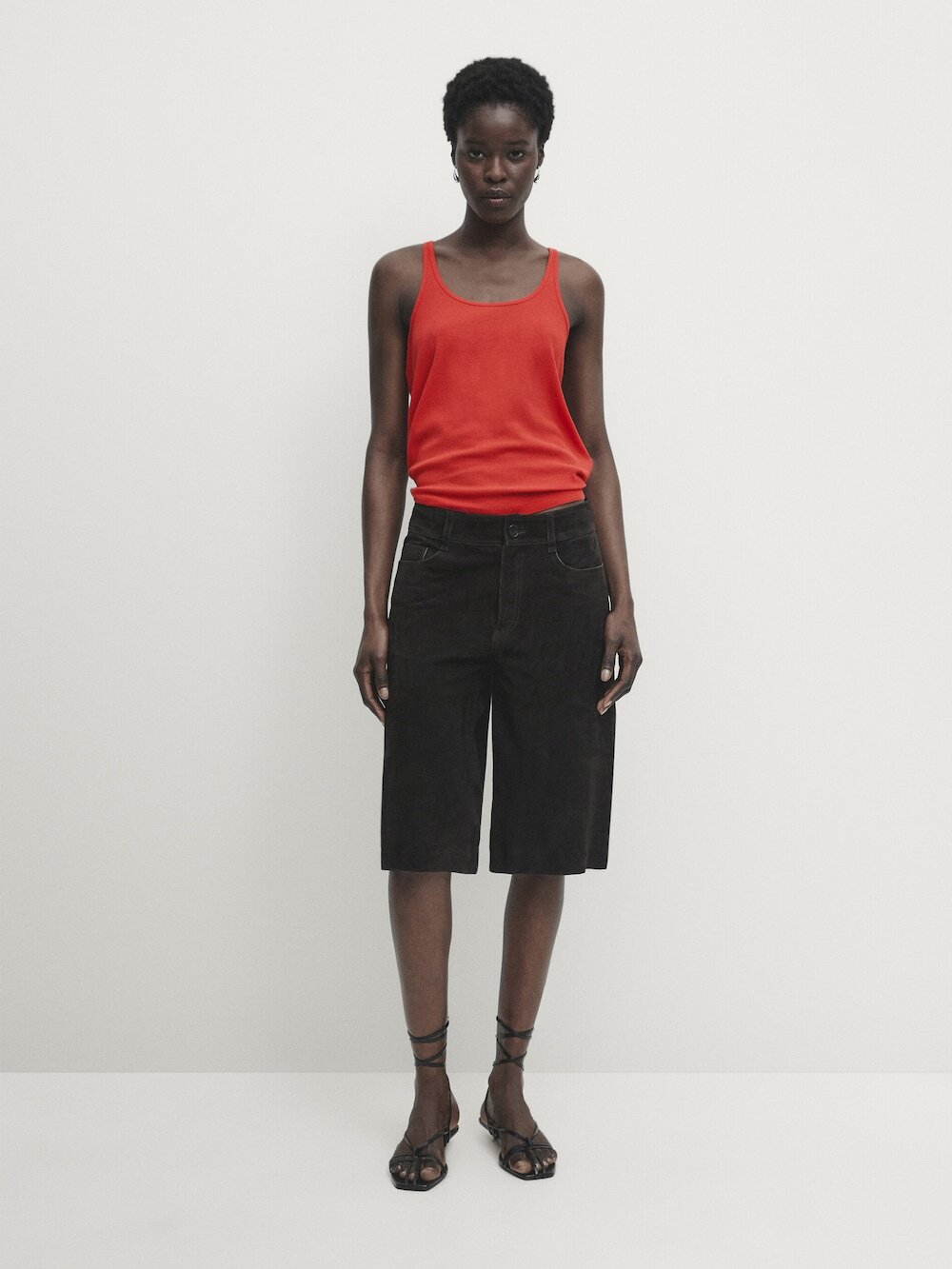 Massimo Dutti Топ из 100% хлопка с бретелями, красный