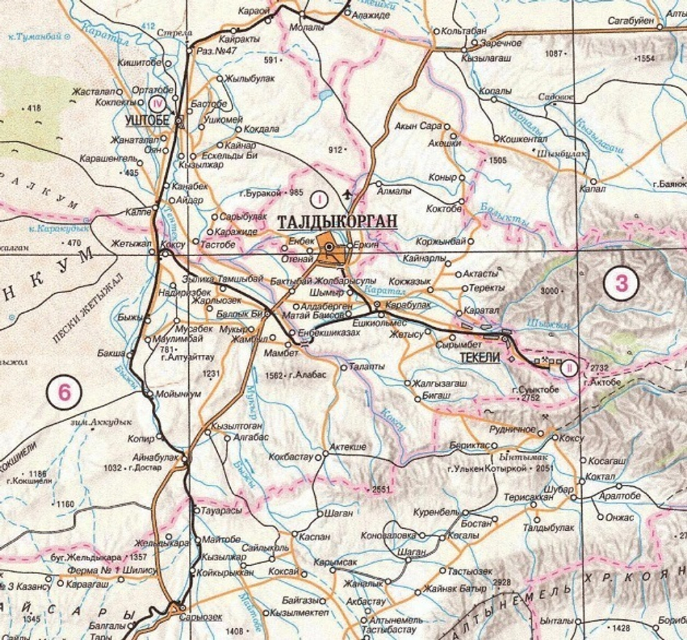 КАРТА ЖЕТЫСУСКОЙ ОБЛАСТИ БОЛЬШАЯ НАСТЕННАЯ 2023 год