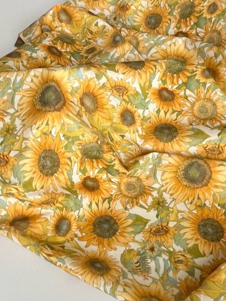 ПОДСОЛНУХИ НА МОЛОЧНОМ ФОНЕ - 100% ХЛОПОК 2