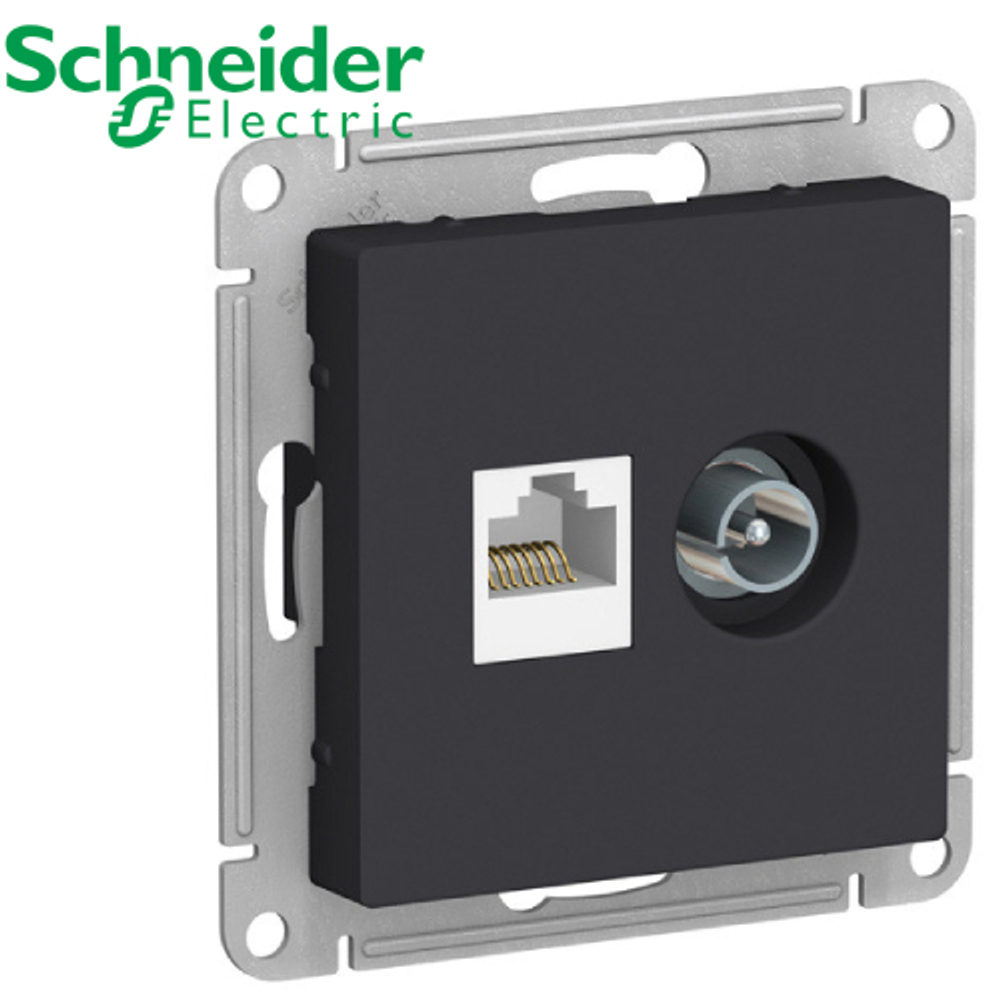 Розетка компьютерная + TV (карбон) AtlasDesign Schneider ATN001089