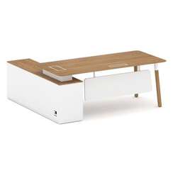 Fresco Стол руководителя FR.SR-20 (R) Дуб Светлый/Белый Бриллиант UM/Металл Белый/Нерж. Сталь 2000*1