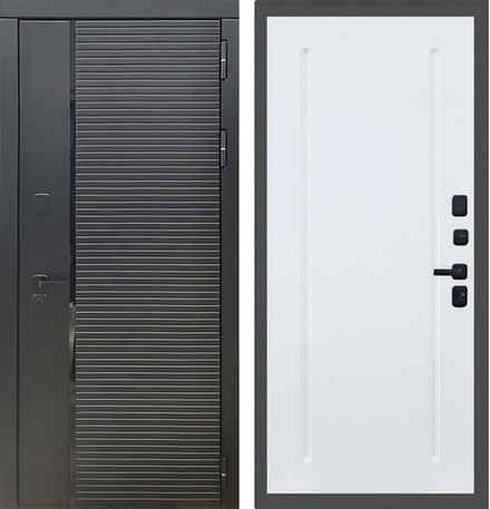 Входная металлическая дверь Рекс 30 Кварц черный / ФЛ-68 Силк сноу (белый матовый, без текстуры)