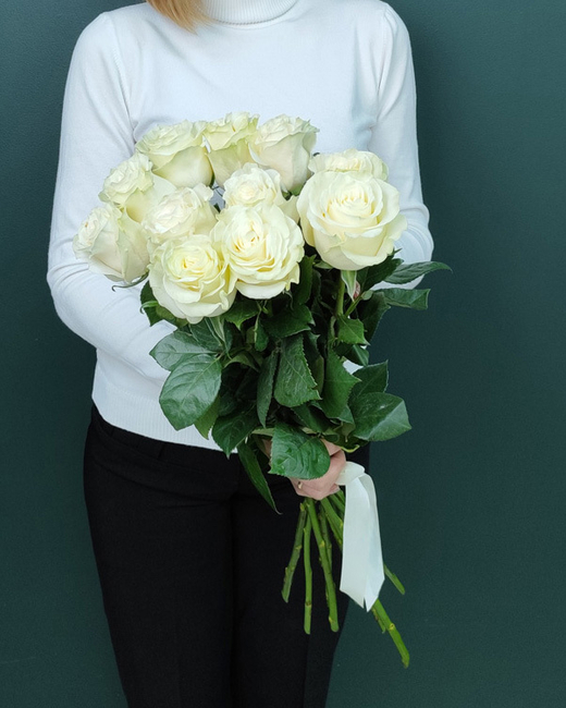 Роза белая Эквадор,11 штук(00087)