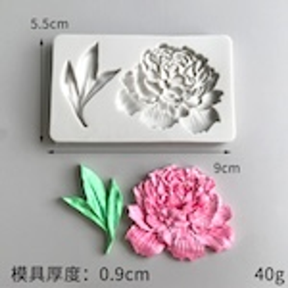 Силиконовый молд для декора "Пион с листом"