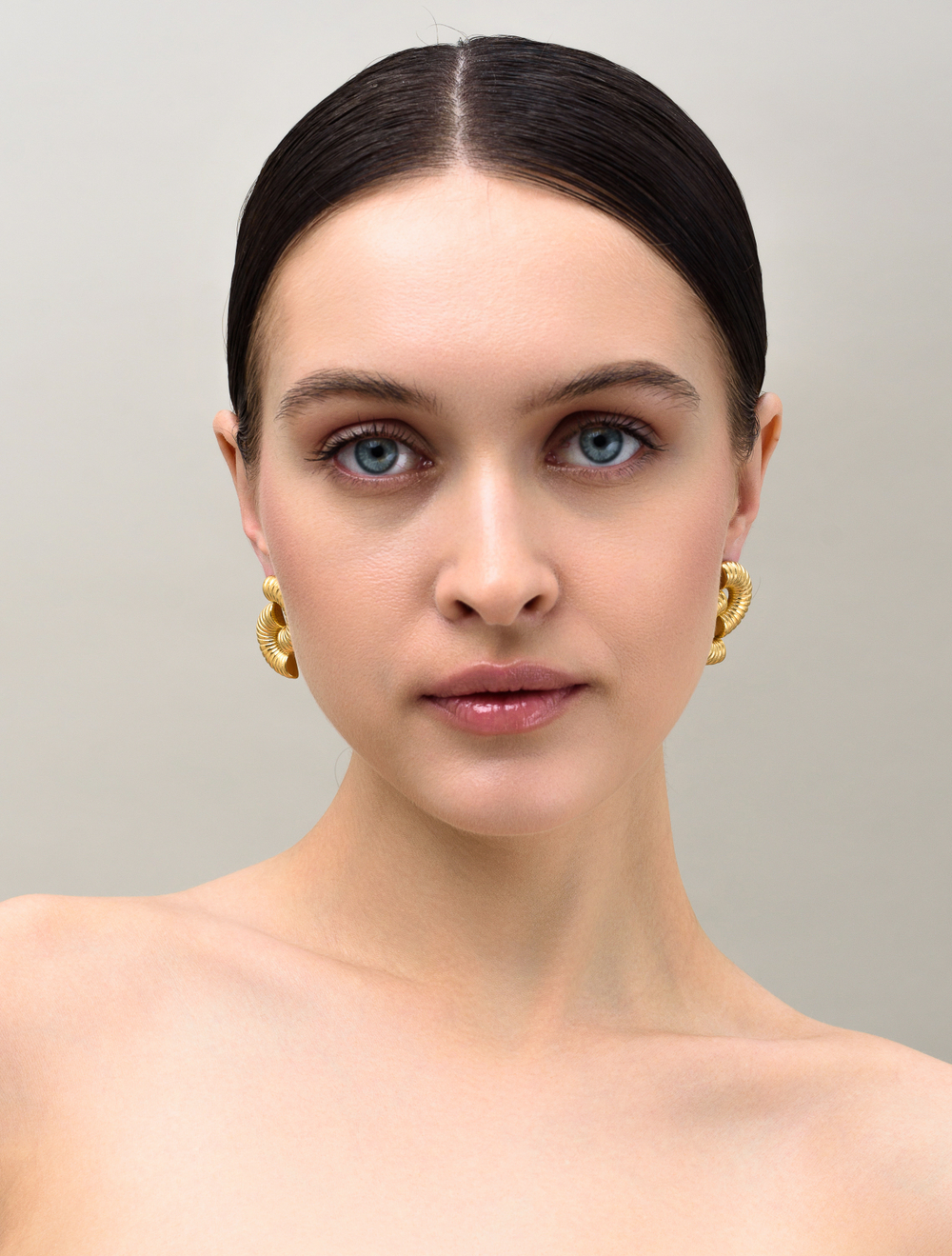 Серьги "Half ribbing" Gold