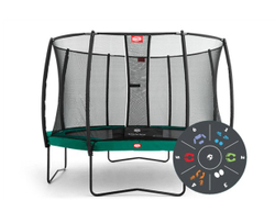 Батут berg elite+ tattoo 430 с защитной сеткой t-series (зеленый)