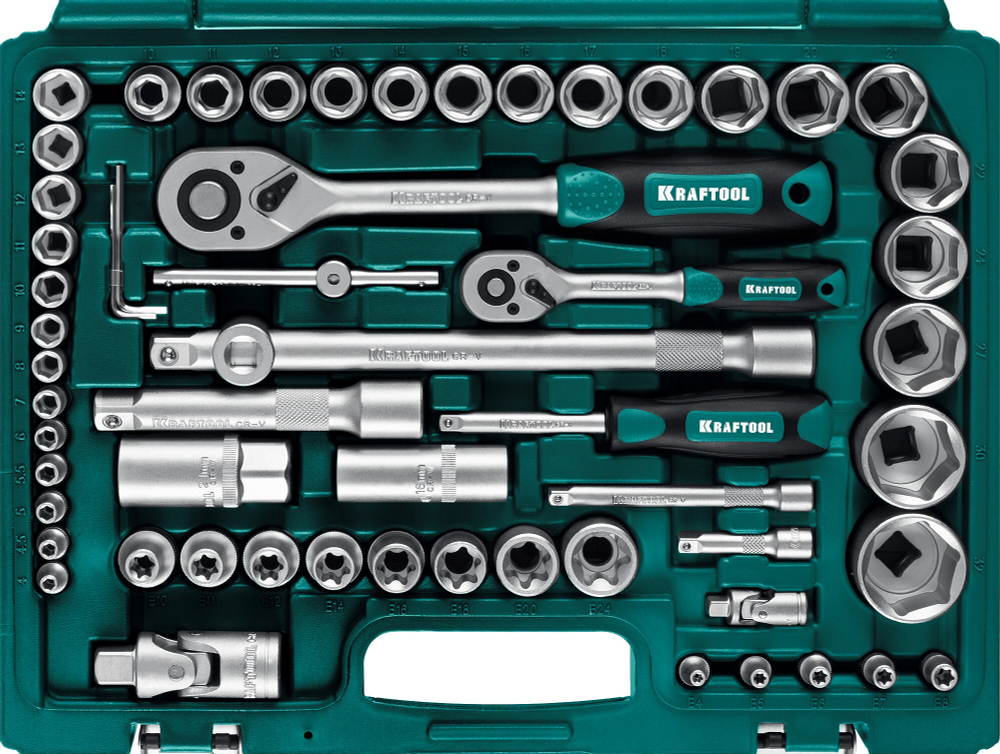 KRAFTOOL X-Drive 108, 108 предм., (1/2″+3/8″+1/4″), универсальный набор инструмента (27888-H108)