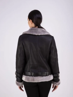 Дубленка авиатор женская натуральная короткая зима Турция