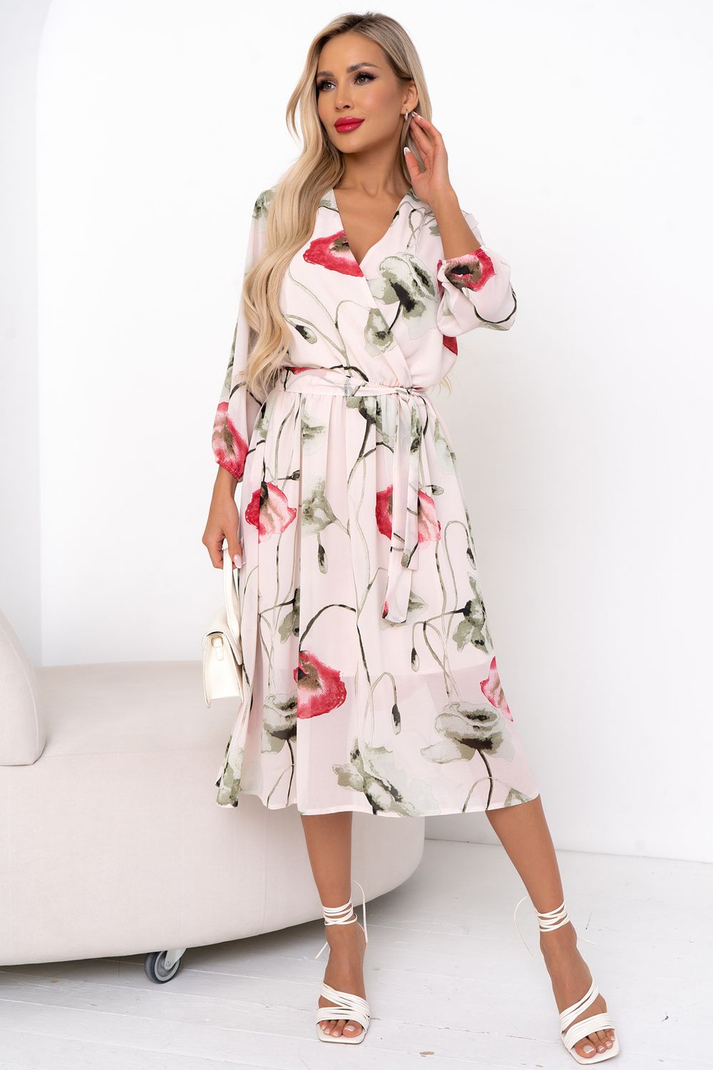 Платье Мила (розовый/маки) Р11-1207/5 Nikol (Акция)