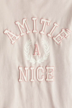 H&M Футболка оверсйз с принтом, светло-розовый