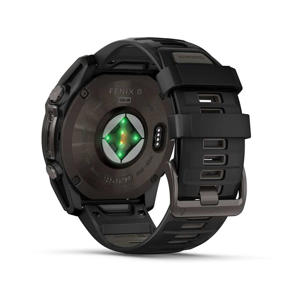 Умные часы Garmin FENIX 8 51 мм Solar Sapphire Carbon Gray DLC Titanium with Black/Pebble Gray Silicone