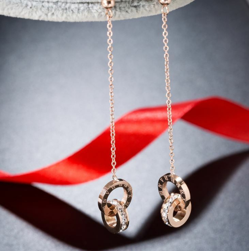 SALE! Длинные серьги с цепями и кольцами, римский циферблат, 1 пара.