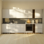 Кухня Севилья 340 см со столешницей (12 модулей) / белый ЛДСП, массив дуба