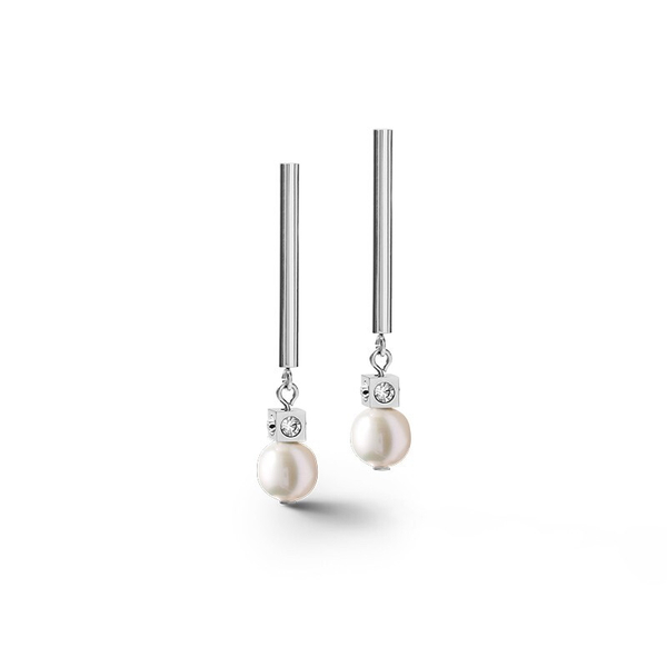 Серьги Coeur de Lion Asymmetry White-Silver 1102/21-1417 цвет серебряный, белый