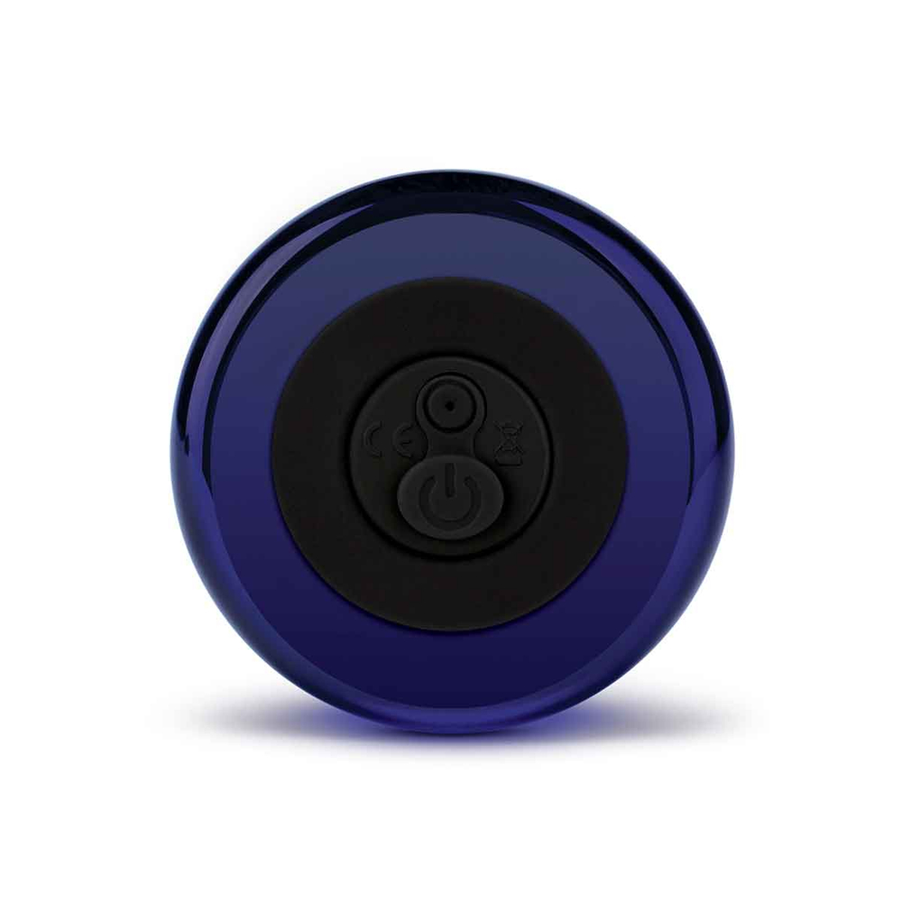 Синий стеклянный анальный стимулятор на дистанционном управлении Beaded Buttplug