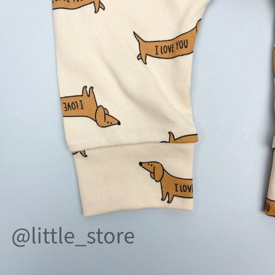 Штанишки хлопковые "Таксы" песочно-бежевые