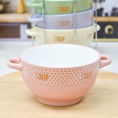 Набор бульонниц 4 предмета 650мл на подставке "Пастель"