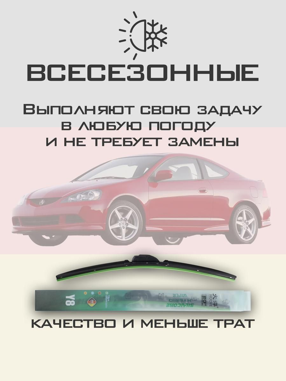 Щетки стеклоочистителя HUOYE Y8 600/500 мм на Acura RSX | Hook/J-Hook