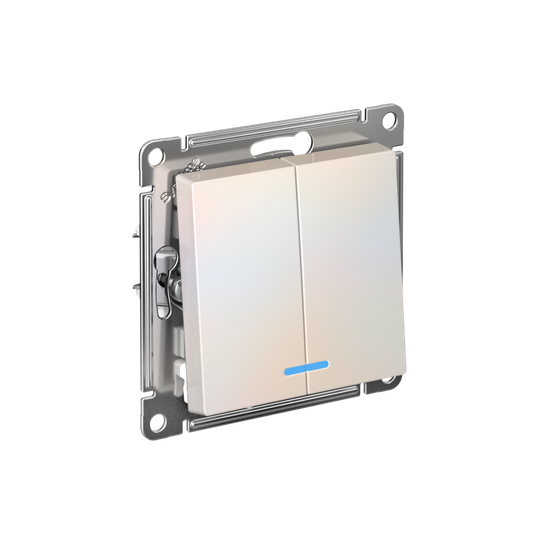 Выключатель 2-кл. СП AtlasDesign 10А IP20 (сх. 5а) 10AX с подсветкой механизм жемчуж. SE ATN000453