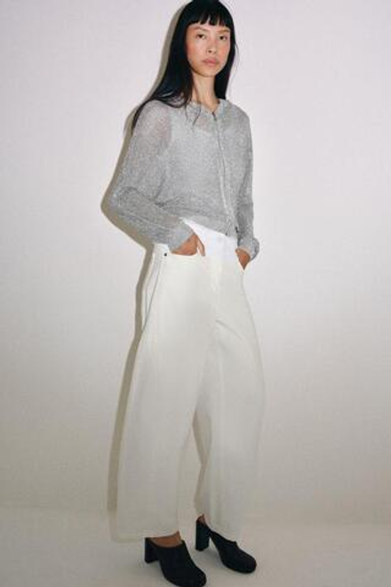 ZARA ХУДИ С МЕТАЛЛИЗИРОВАННОЙ НИТЬЮ, СЕРЕБРИСТЫЙ