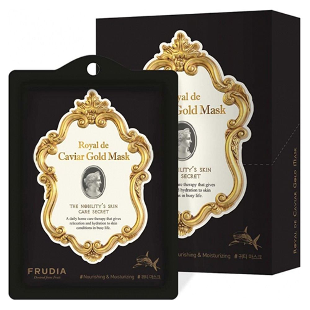 Frudia Маска тканевая лифтинг с икрой, пептидами и скваленом - Royal de caviar gold mask, 20мл