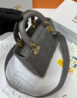Женская сумка Lady Dior My ABC квадратная темно-серого цвета