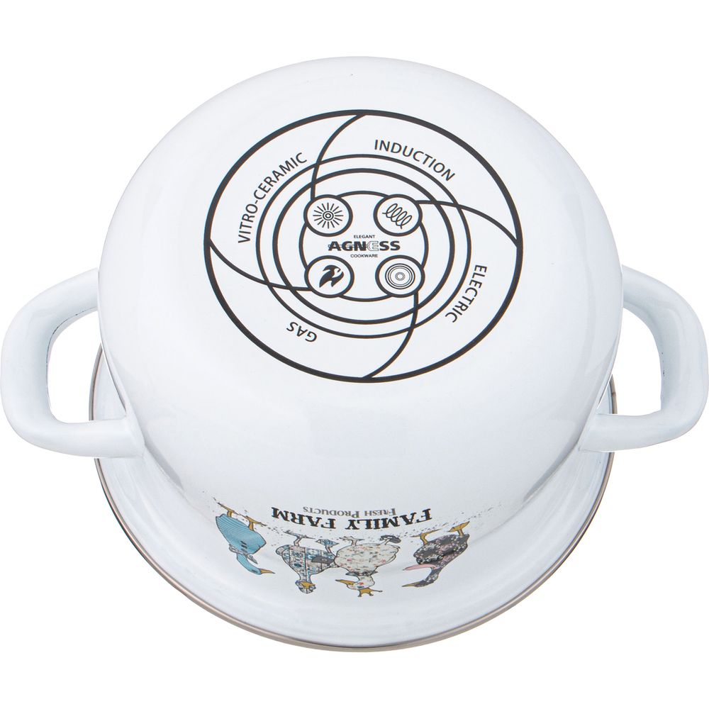 НАБОР КАСТРЮЛЬ AGNESS ЭМАЛИРОВАННЫХ СЕРИЯ "FAMILY FARM", 4ПР. 1,5Л И 2,8Л, 16Х10СМ, 20Х12СМ