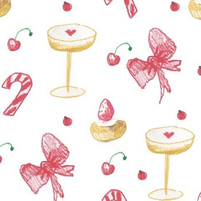 Бесшовный паттерн с рождественской едой восковыми мелками