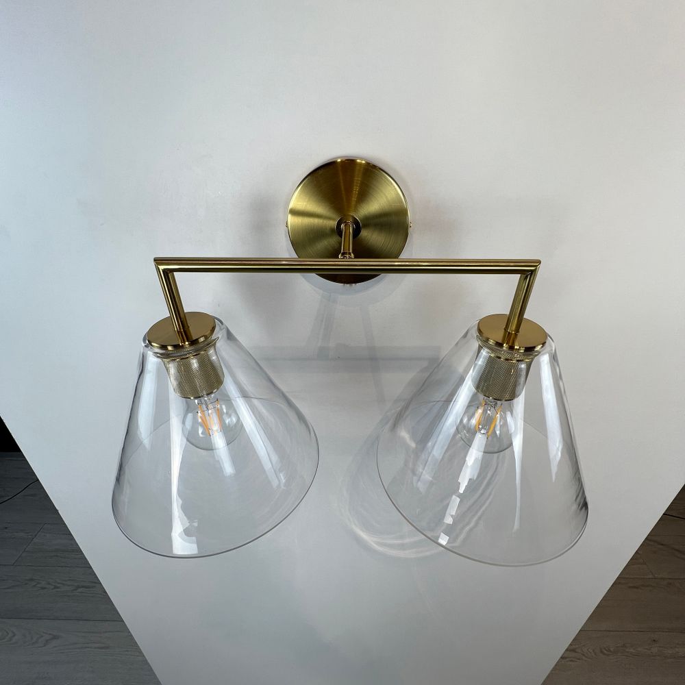 Бра Rh Utilitaire Funnel Shade Double Sconce Brass By Imperiumloft