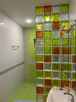 Стеклоблок волна окрашенный изнутри оранжевый волна Vitrablok 19x19x8