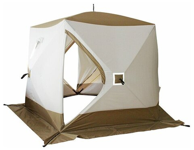 Палатка СЛЕДОПЫТ Куб "PREMIUM", размер по полу 2.55х2.42м (трехслойная, 5 стен)