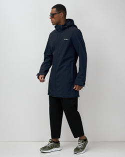 Парка спортивная мужская с капюшоном softshell темно-синего цвета 9565TS