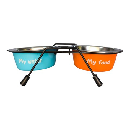 Набор "efox" из 2 мисок на подставке из металла